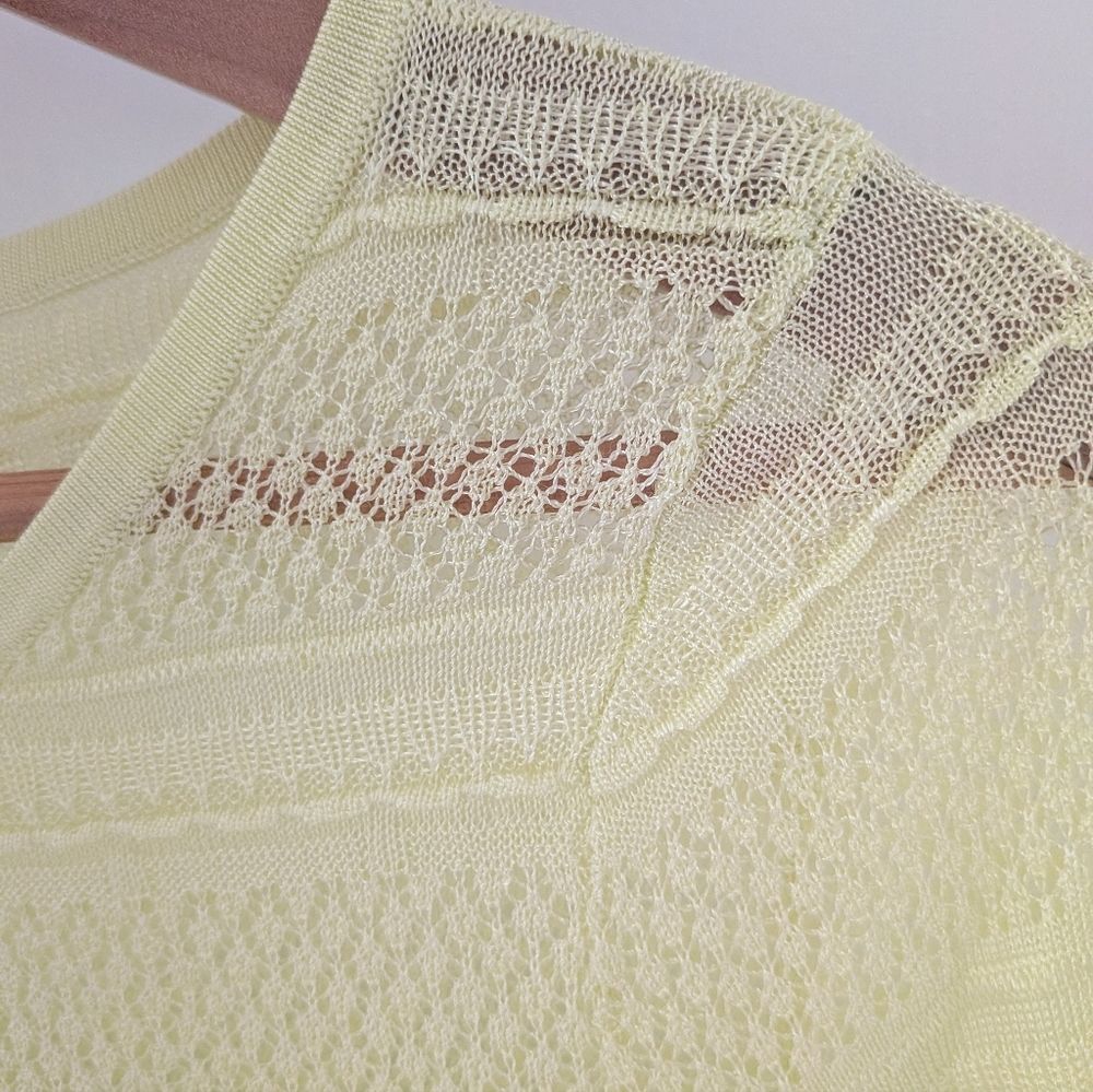 NWT! Anthropologie Light Green Ruffle Knit Sweater M - Picture 7 of 9